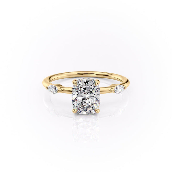 The Nicole Set With A 2 Carat Elongated Cushion Lab Diamond