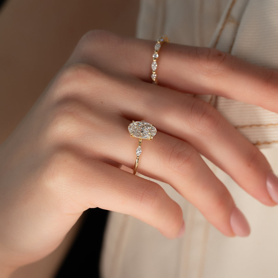 The Nicole Set With A 2 Carat Oval Lab Diamond