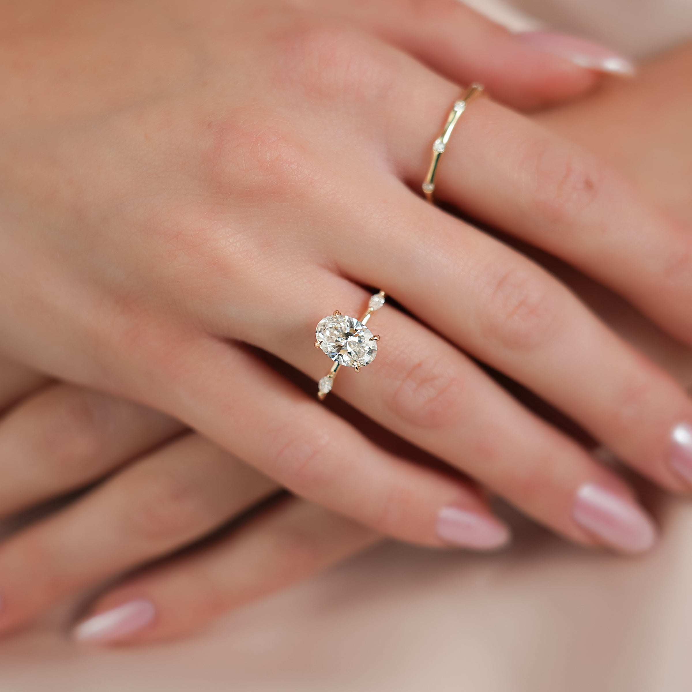 The Nicole Set With A 2 Carat Oval Lab Diamond