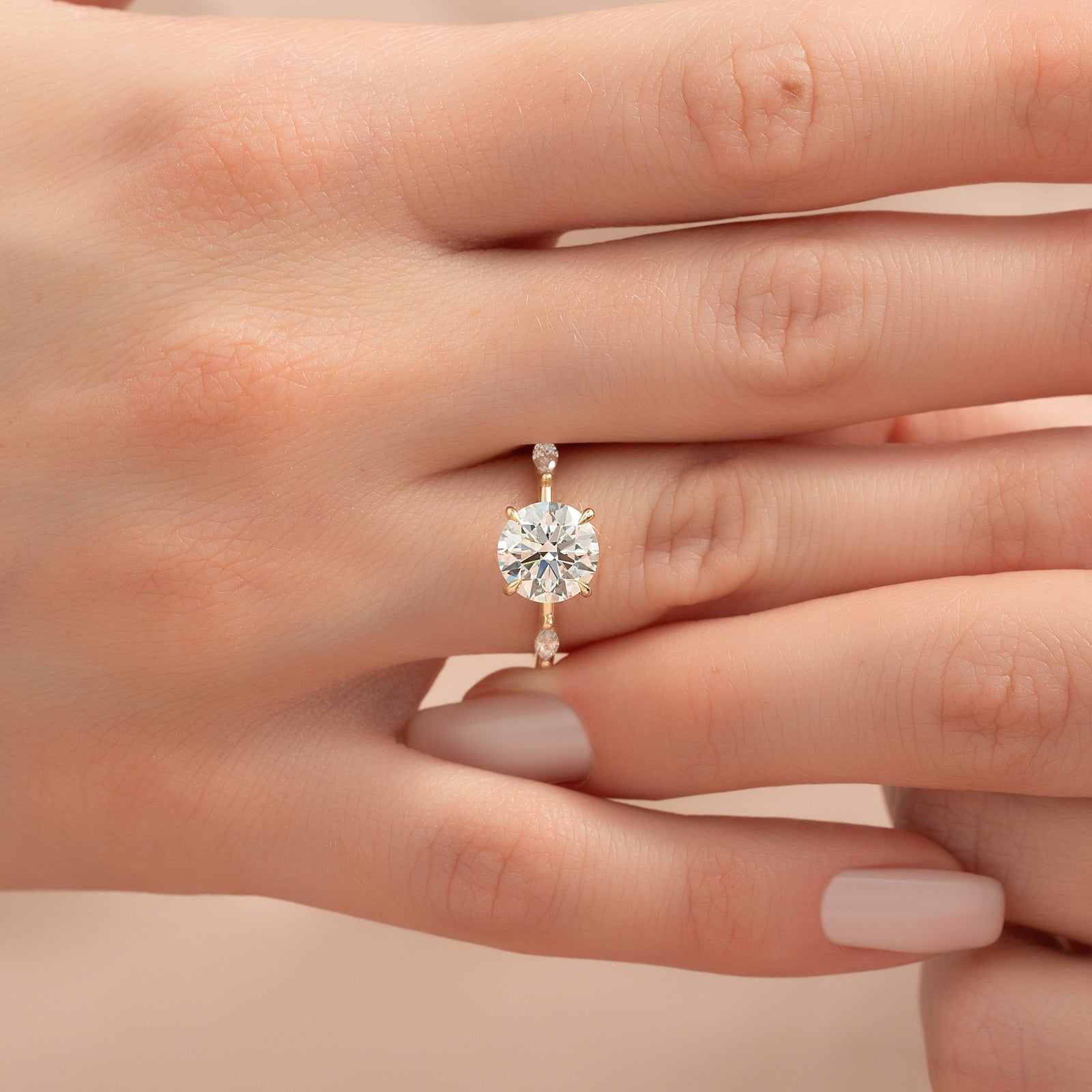 The Nicole Set With A 2 Carat Round Lab Diamond