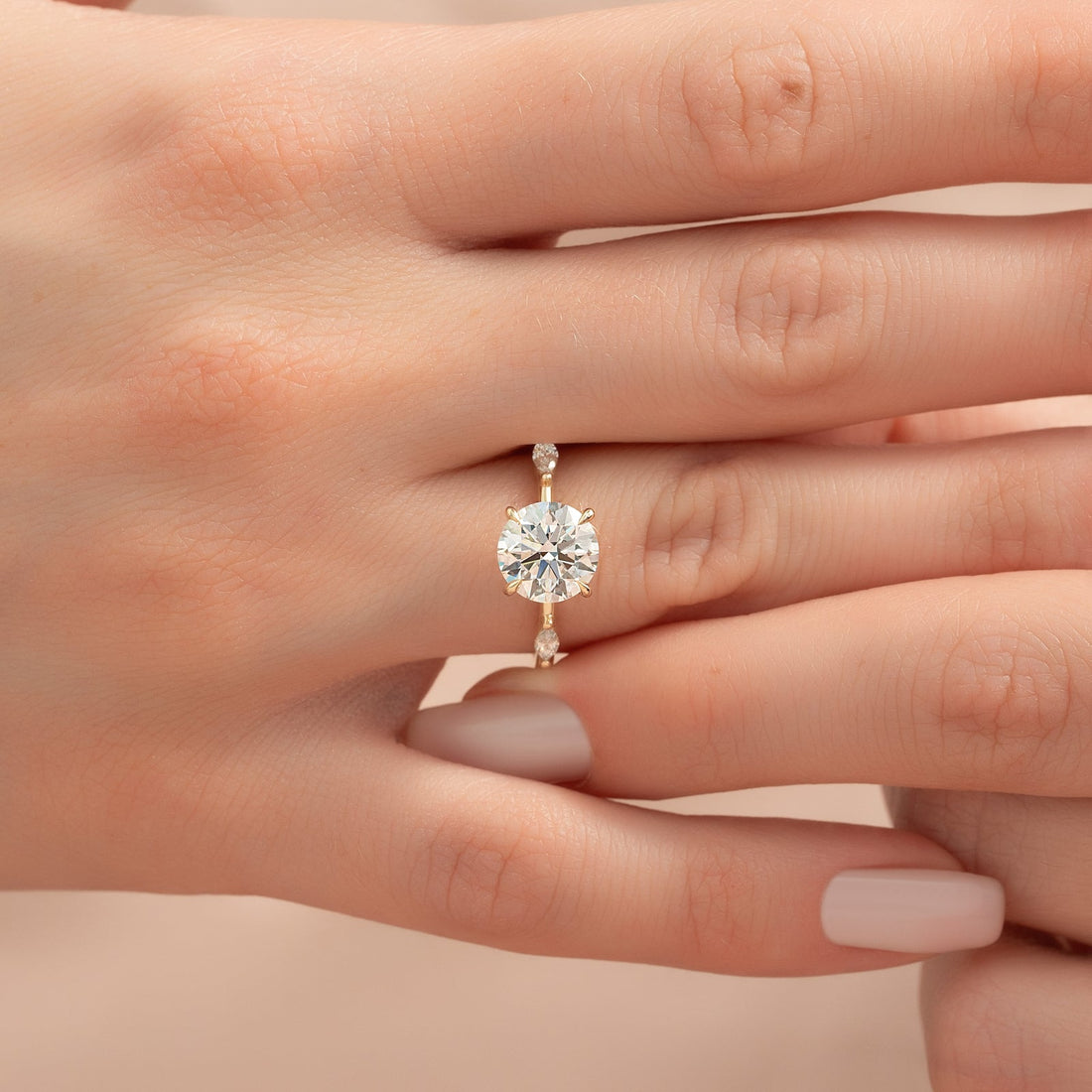 The Nicole Set With A 2 Carat Round Lab Diamond