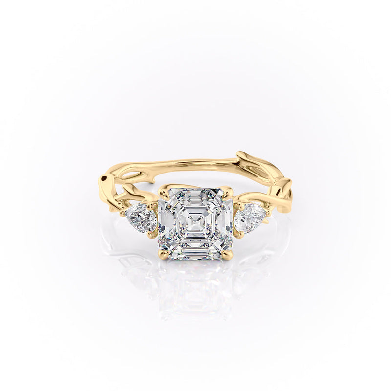 The Three Stone Twig Set With A 2 Carat Asscher Lab Diamond