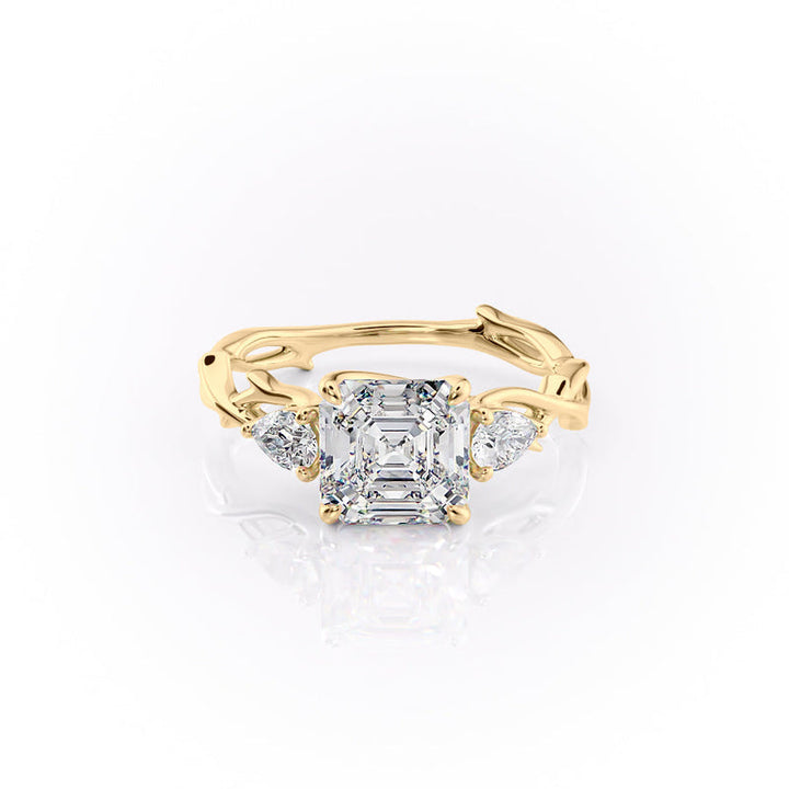 The Three Stone Twig Set With A 2 Carat Asscher Lab Diamond