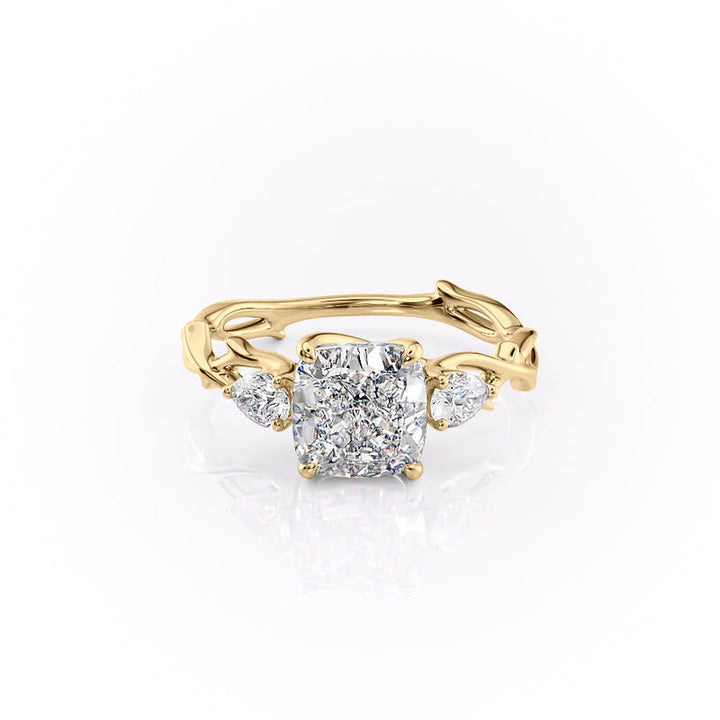 The Three Stone Twig Set With A 2 Carat Cushion Lab Diamond