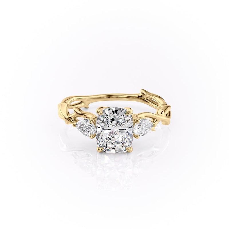 The Three Stone Twig Set With A 2 Carat Elongated Cushion Lab Diamond