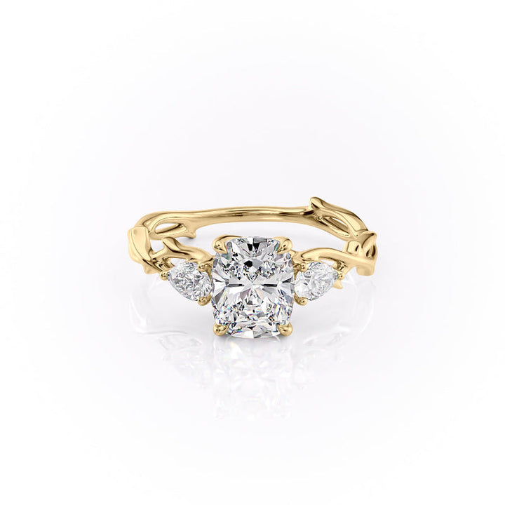The Three Stone Twig Set With A 2 Carat Elongated Cushion Lab Diamond