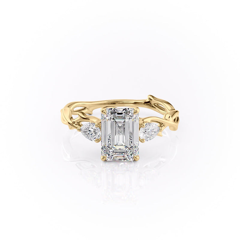 The Three Stone Twig Set With A 2 Carat Emerald Lab Diamond