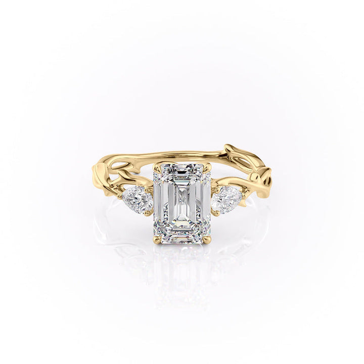 The Three Stone Twig Set With A 2 Carat Emerald Lab Diamond