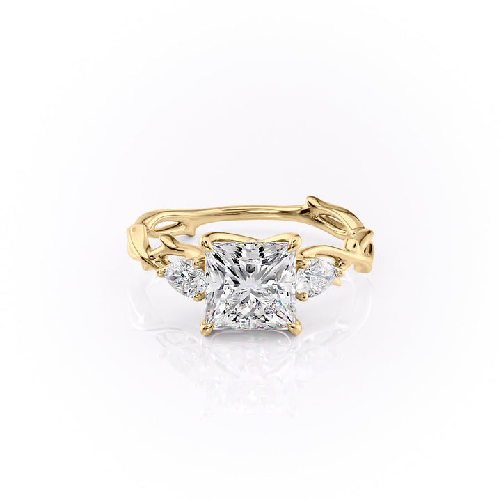 The Three Stone Twig Set With A 2 Carat Princess Lab Diamond