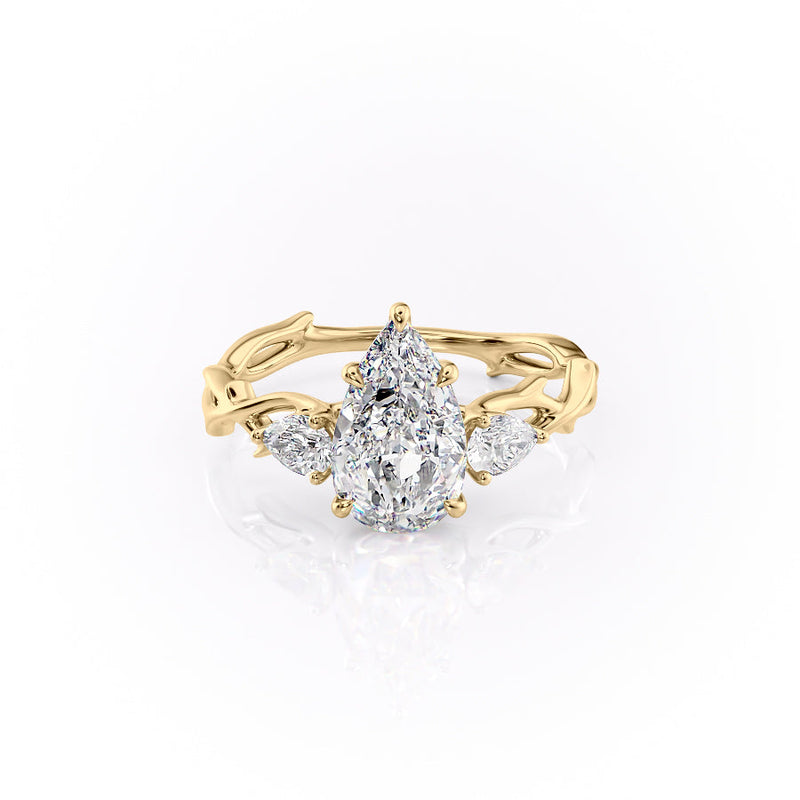 The Three Stone Twig Set With A 2 Carat Pear Lab Diamond