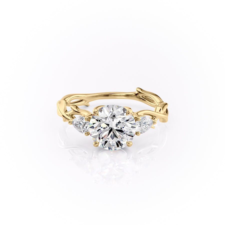 The Three Stone Twig Set With A 2 Carat Round Lab Diamond