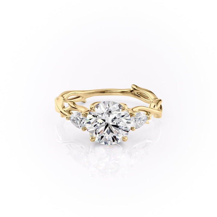 The Three Stone Twig Set With A 2 Carat Round Lab Diamond