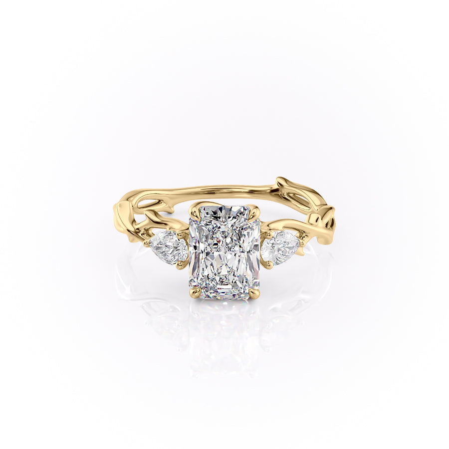 The Three Stone Twig Set With A 2 Carat Radiant Lab Diamond