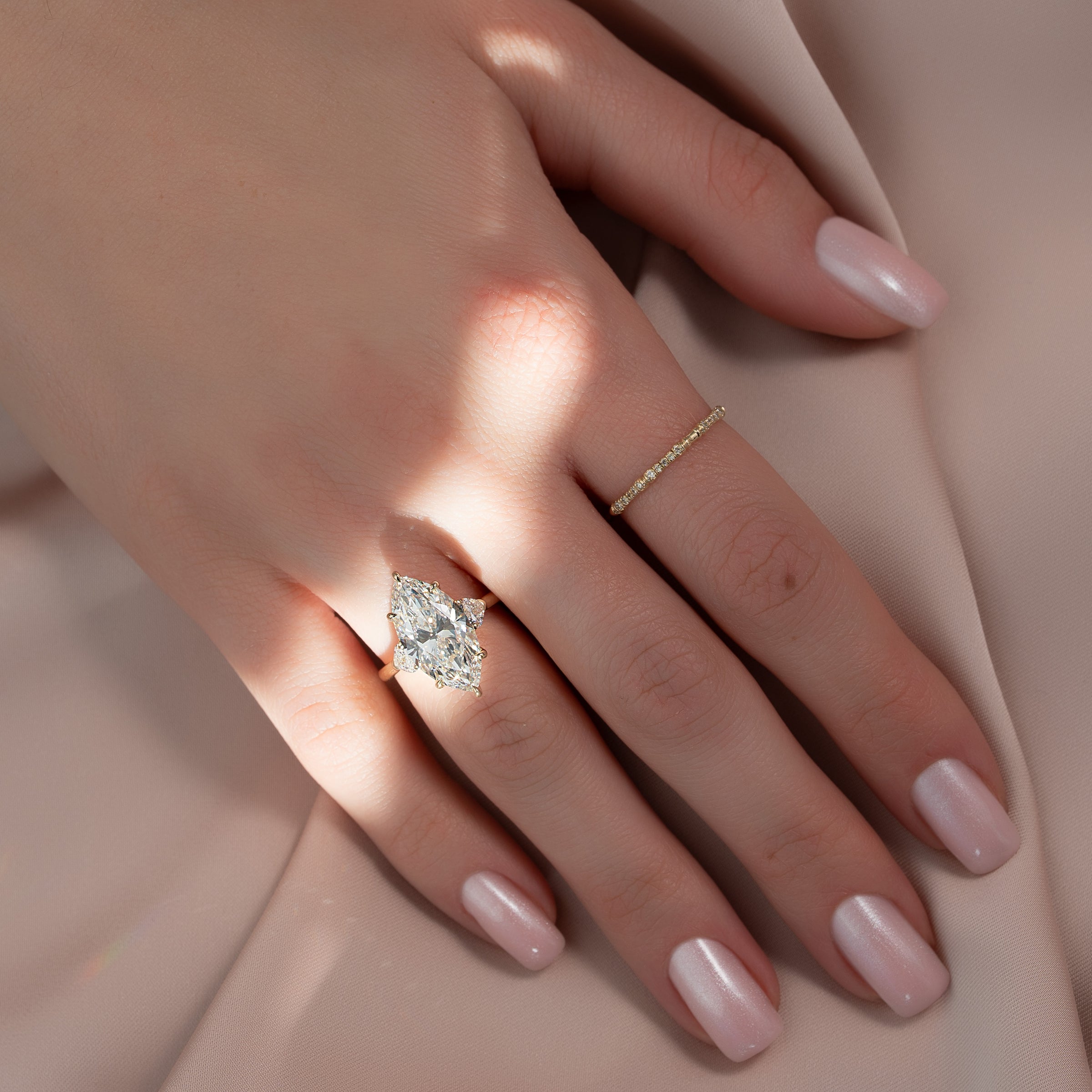 The Hearts Liv Set With A 2 Carat Marquise Lab Diamond