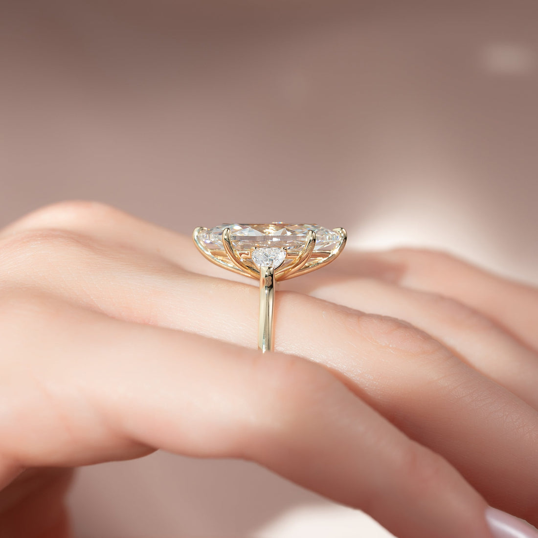 The Hearts Liv Set With A 2 Carat Marquise Lab Diamond
