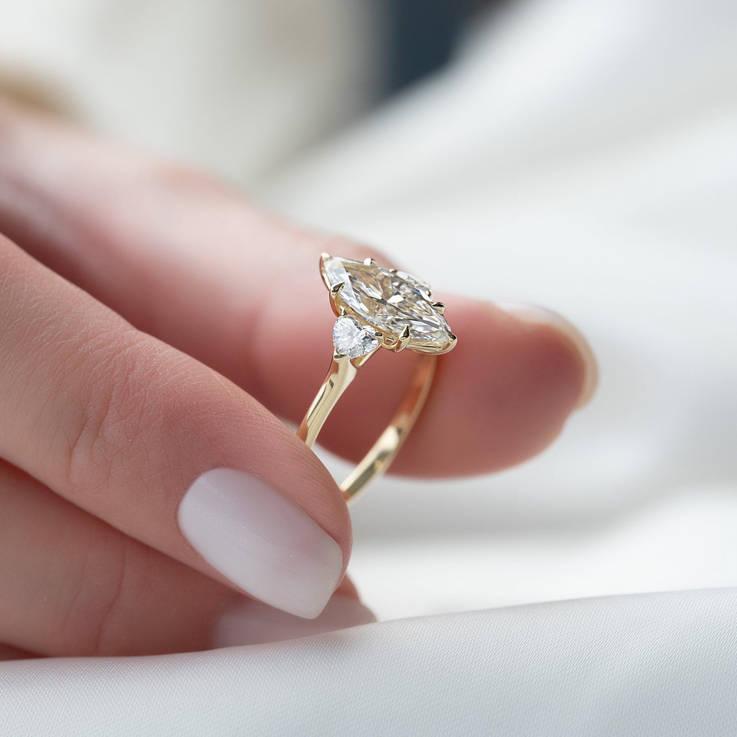 The Hearts Liv Set With A 2 Carat Marquise Lab Diamond