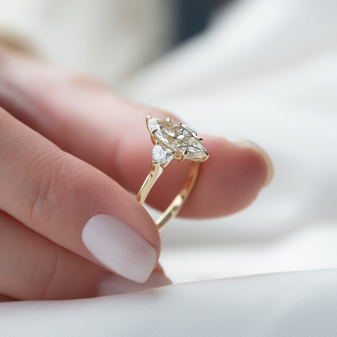 The Hearts Liv Set With A 2 Carat Marquise Lab Diamond