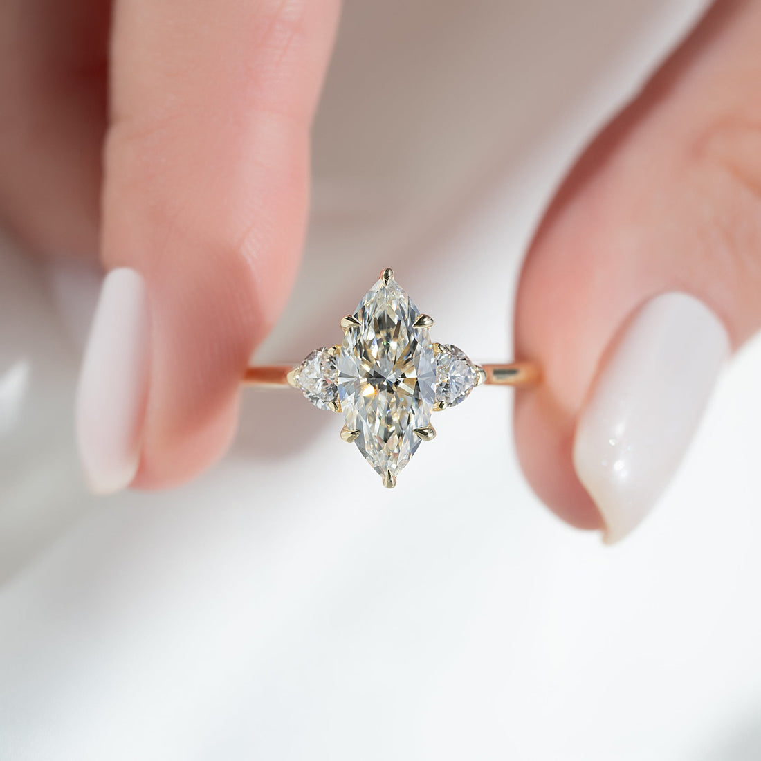 The Hearts Liv Set With A 2 Carat Marquise Lab Diamond
