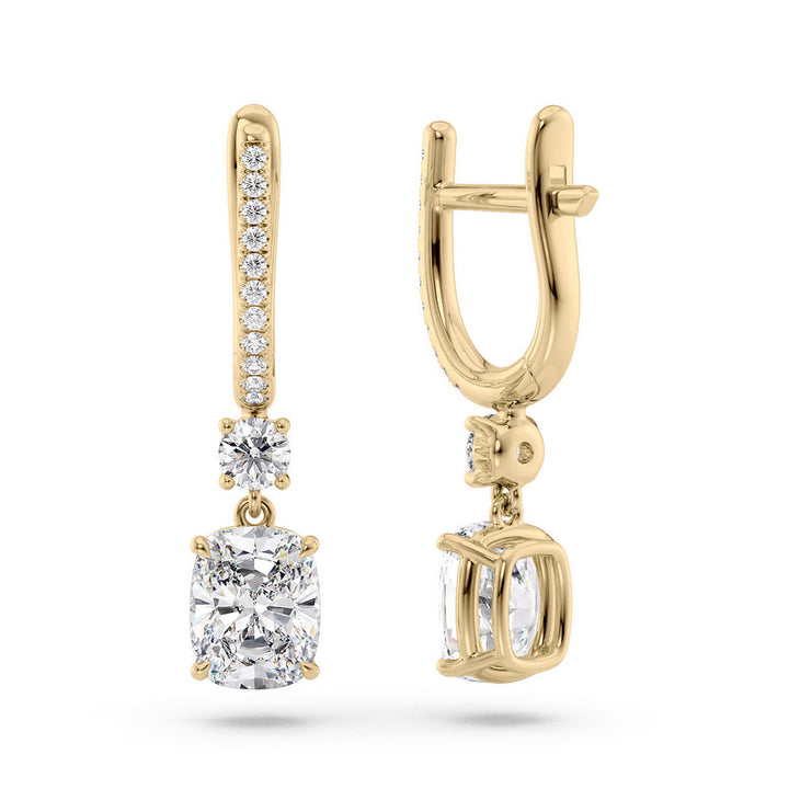 Diamond Drop Earrings Set With Elongated Cushion Lab Diamonds