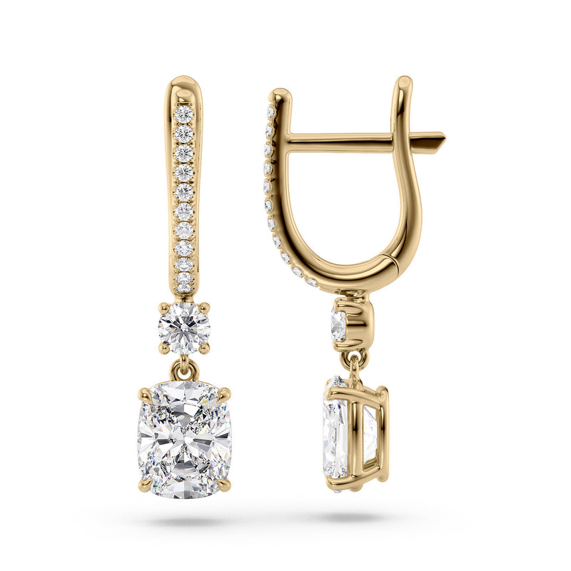Diamond Drop Earrings Set With Elongated Cushion Lab Diamonds