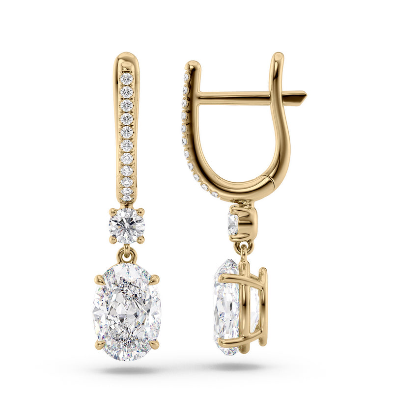 Diamond Drop Earrings Set With Oval Lab Diamonds