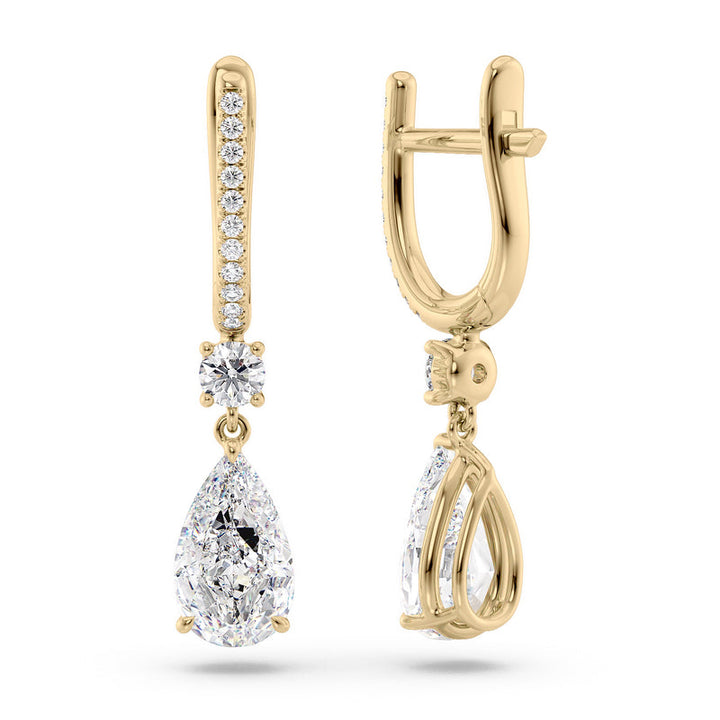 Diamond Drop Earrings Set With Pear Lab Diamonds