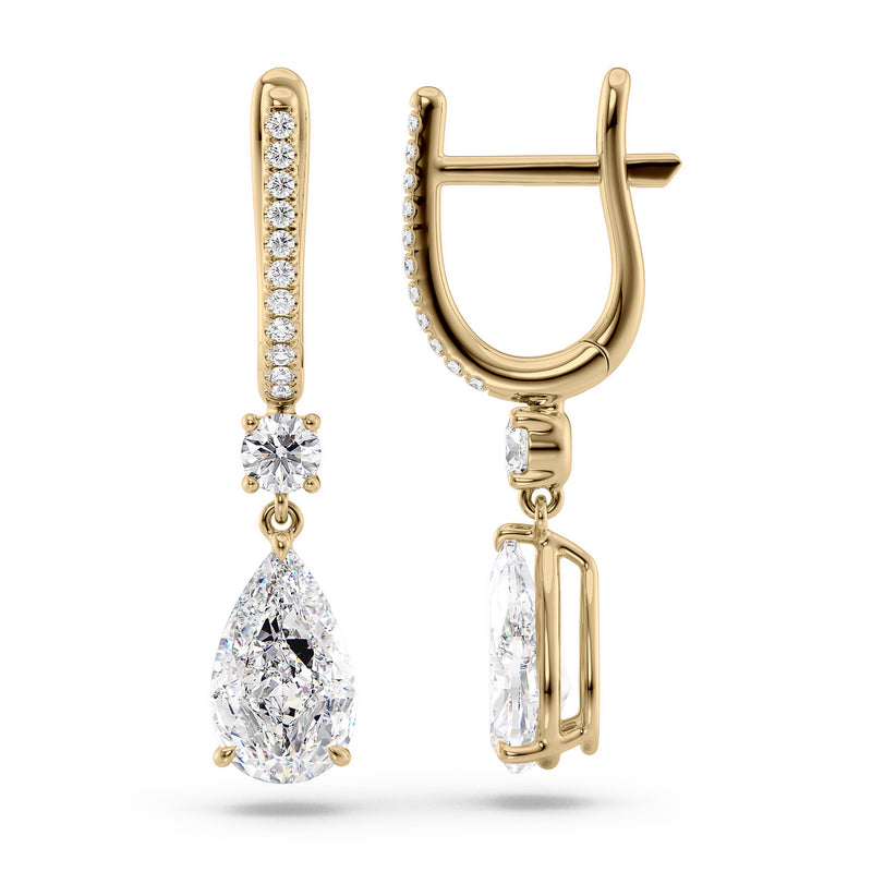 Diamond Drop Earrings Set With Pear Lab Diamonds