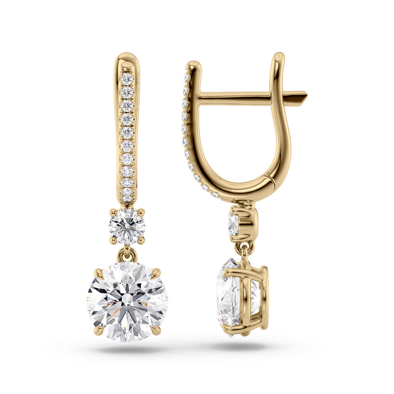 Diamond Drop Earrings Set With Round Lab Diamonds