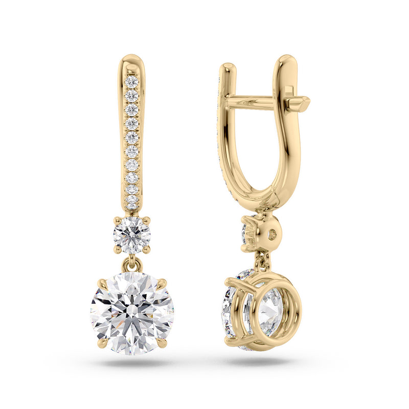 Diamond Drop Earrings Set With Round Lab Diamonds