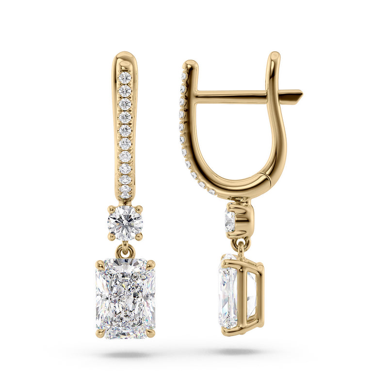 Diamond Drop Earrings Set With Radiant Lab Diamonds
