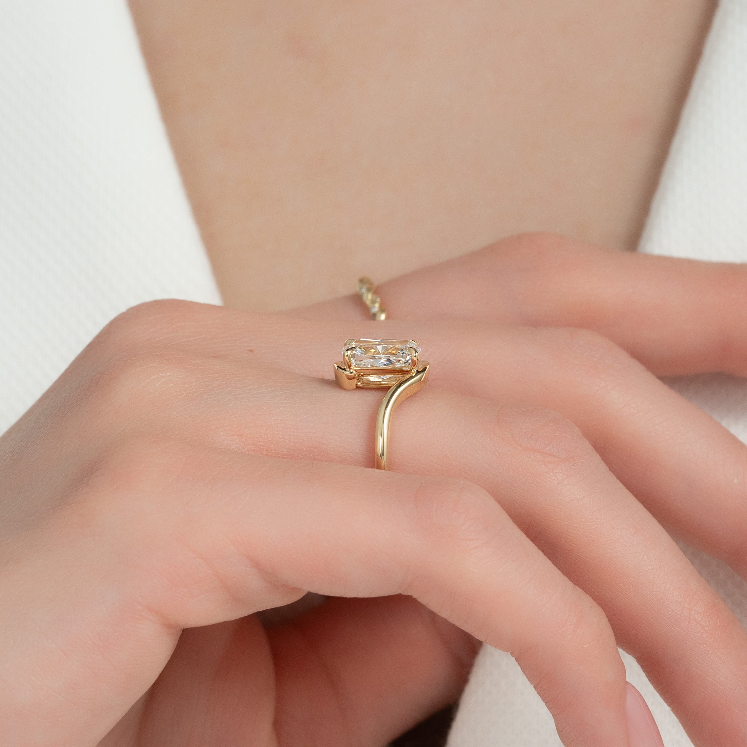 The Skyler Set With A 2 Carat Elongated Cushion Lab Diamond