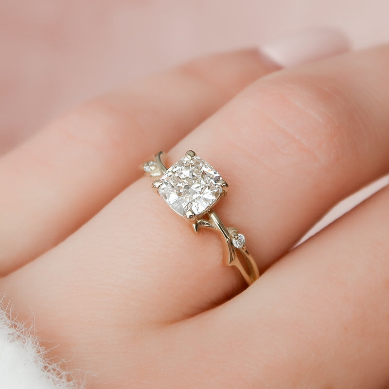 The Twig Set With A 2 Carat Cushion Lab Diamond