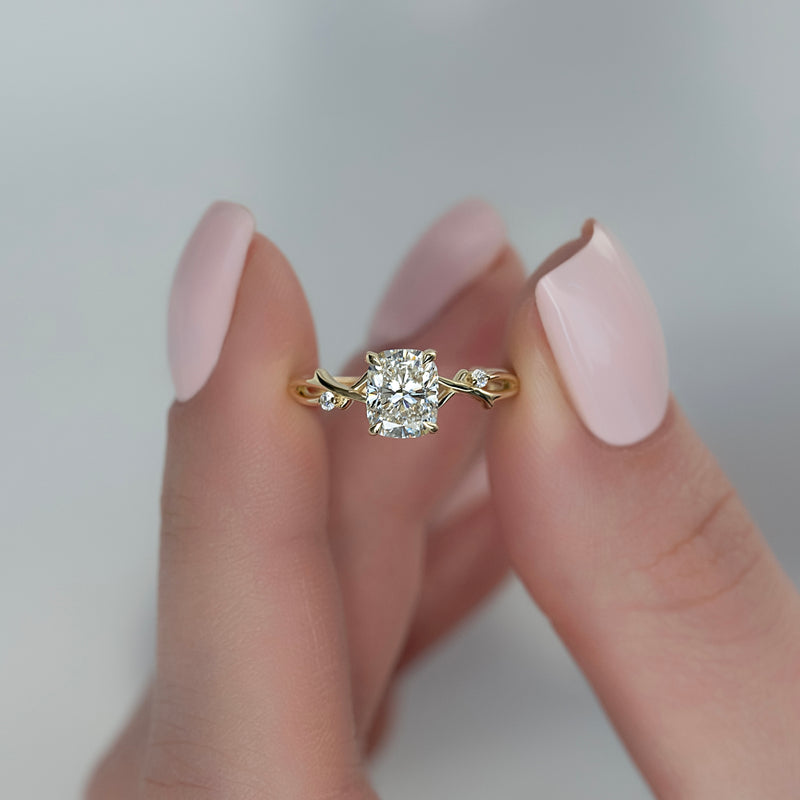 The Twig Set With A 2 Carat Elongated Cushion Lab Diamond