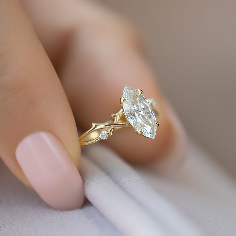 The Twig Set With A 2 Carat Marquise Lab Diamond