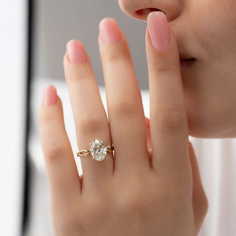 The Twig Set With A 2 Carat Oval Lab Diamond