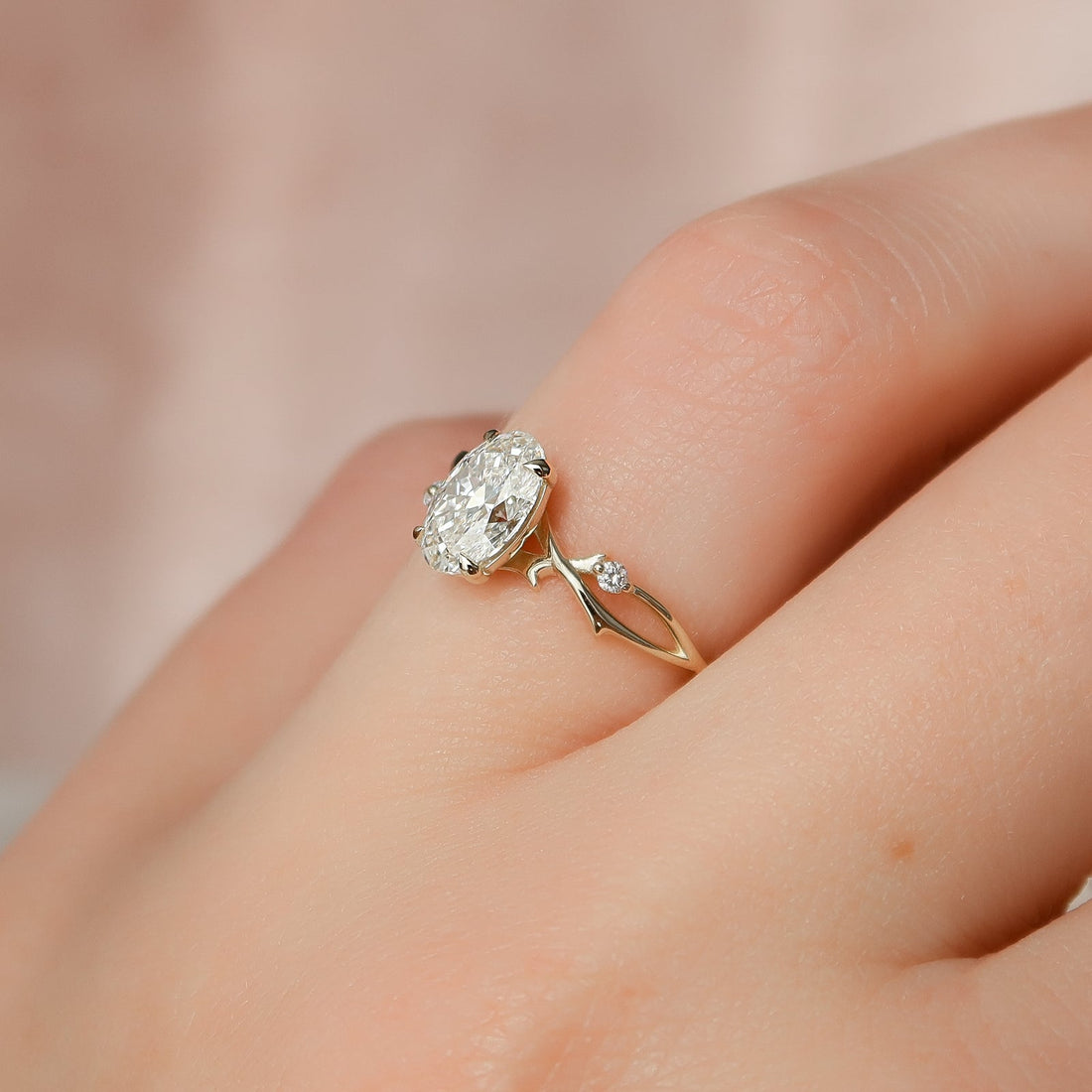 The Twig Set With A 2 Carat Oval Lab Diamond