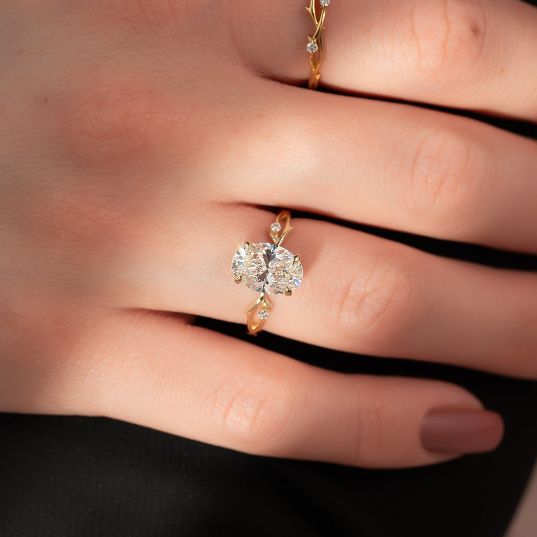 The Twig Set With A 2 Carat Oval Lab Diamond