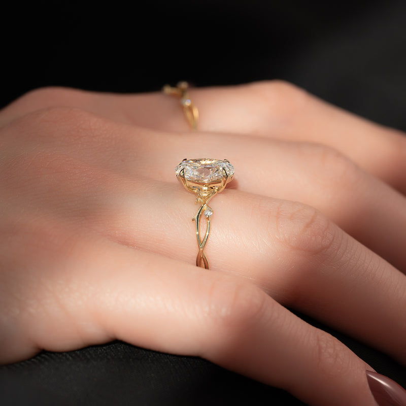 The Twig Set With A 2 Carat Oval Lab Diamond