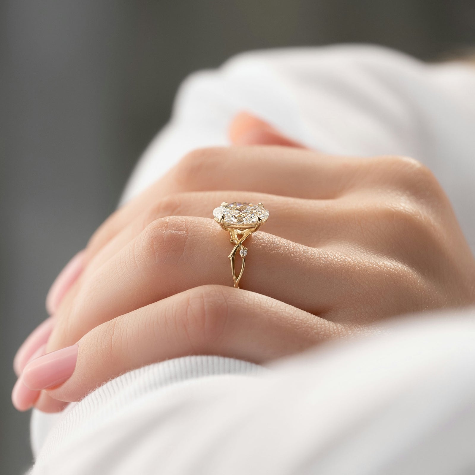 The Twig Set With A 2 Carat Oval Lab Diamond