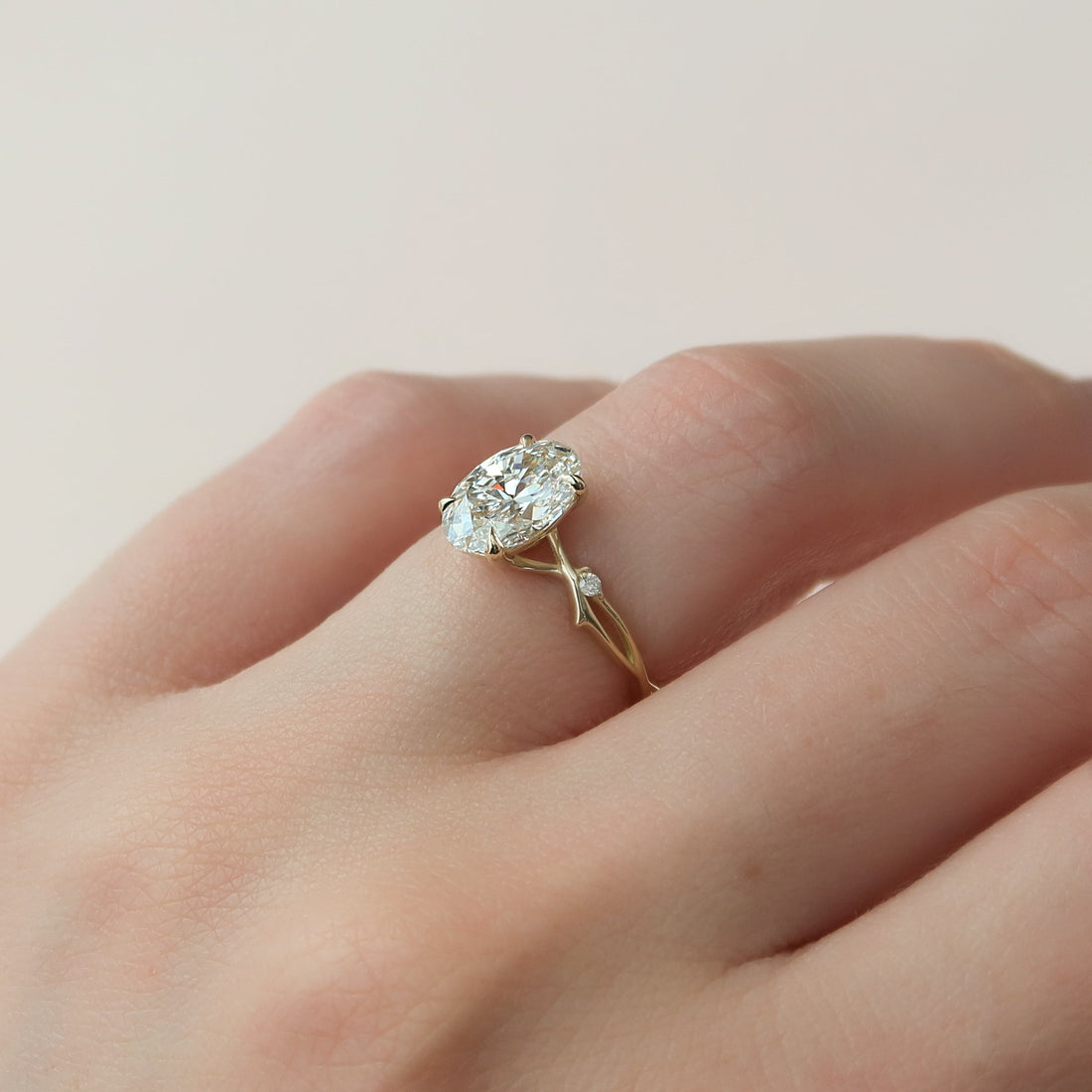 The Twig Set With A 2 Carat Oval Lab Diamond