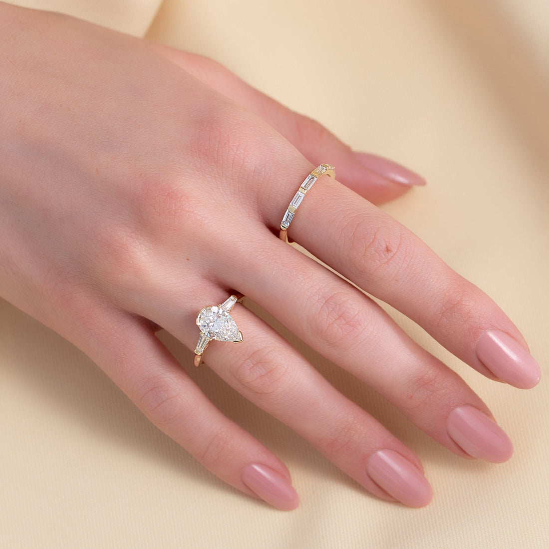The Parker Set With A 2 Carat Pear Lab Diamond
