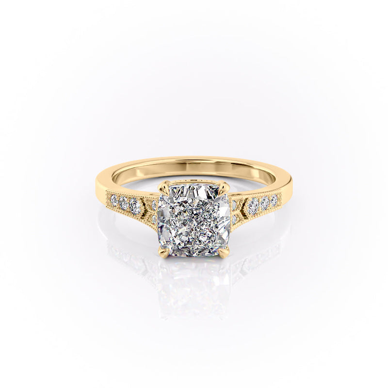 The Dianne Set With A 2.5 Carat Cushion Lab Diamond