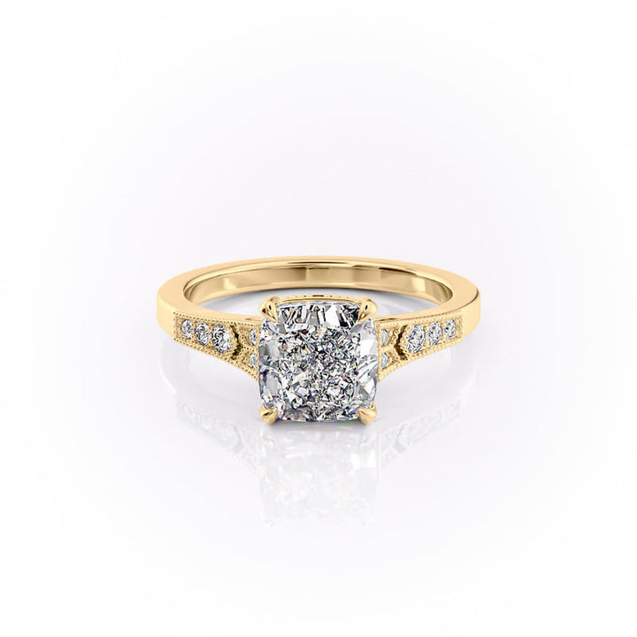 The Dianne Set With A 2.5 Carat Cushion Lab Diamond