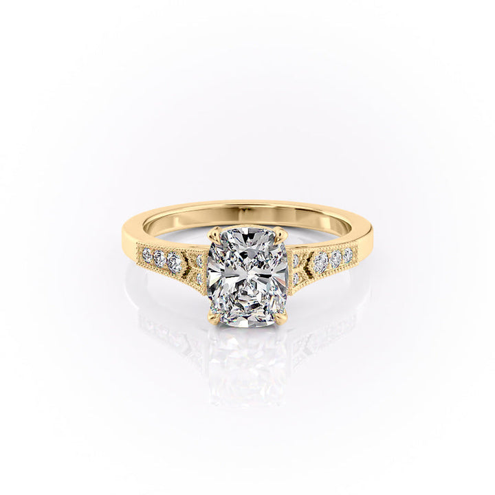 The Dianne Set With A 2.5 Carat Elongated Cushion Lab Diamond