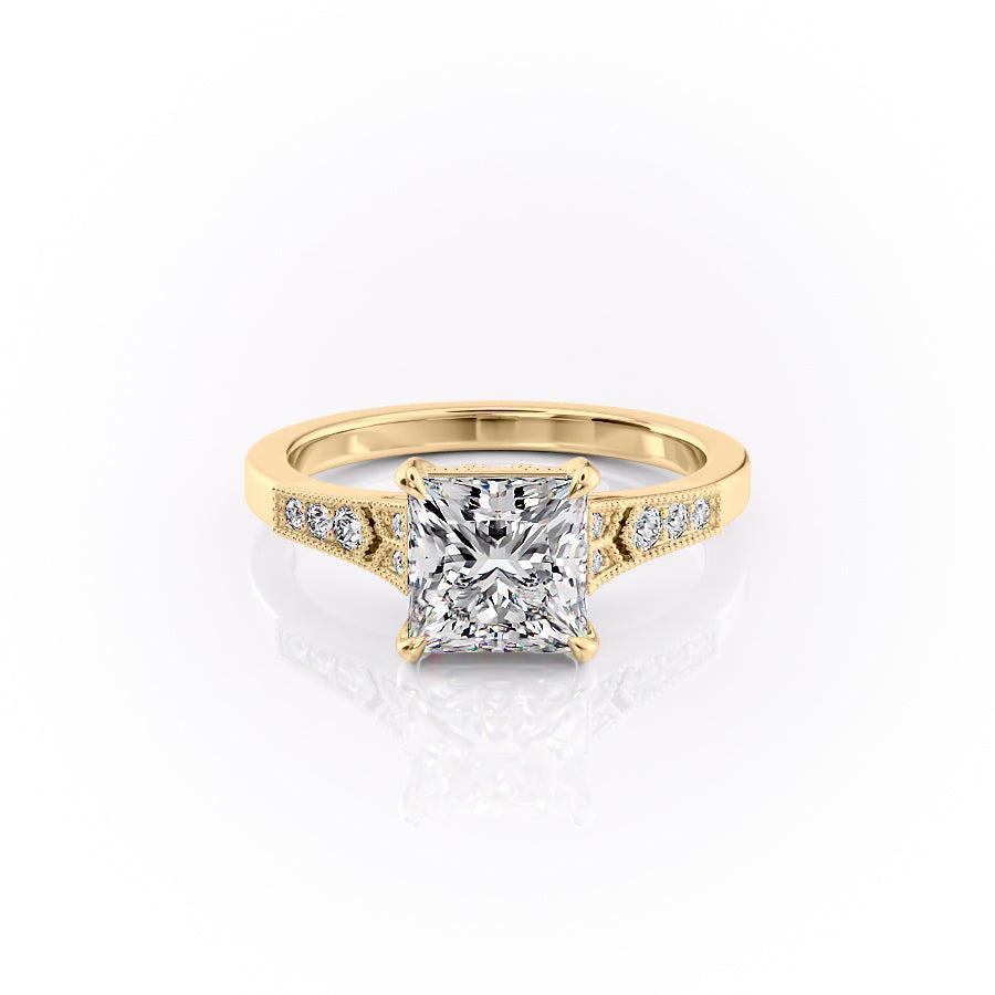 The Dianne Set With A 2.5 Carat Princess Lab Diamond