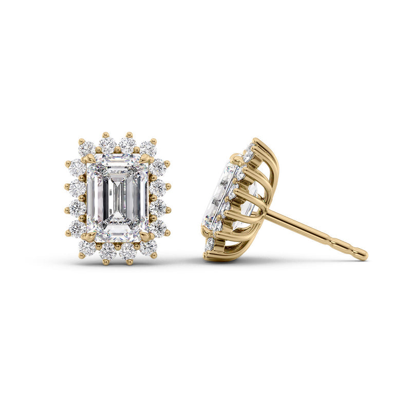 Accent Stone Stud Earrings Set With Emerald Lab Diamonds