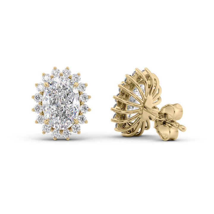 Accent Stone Stud Earrings Set With Oval Lab Diamonds