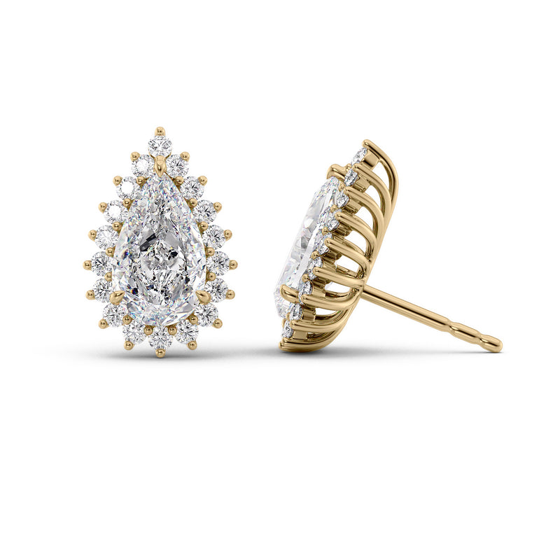Accent Stone Stud Earrings Set With Pear Lab Diamonds