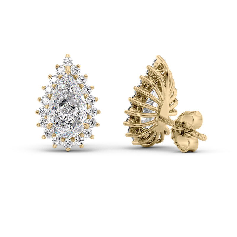 Accent Stone Stud Earrings Set With Pear Lab Diamonds