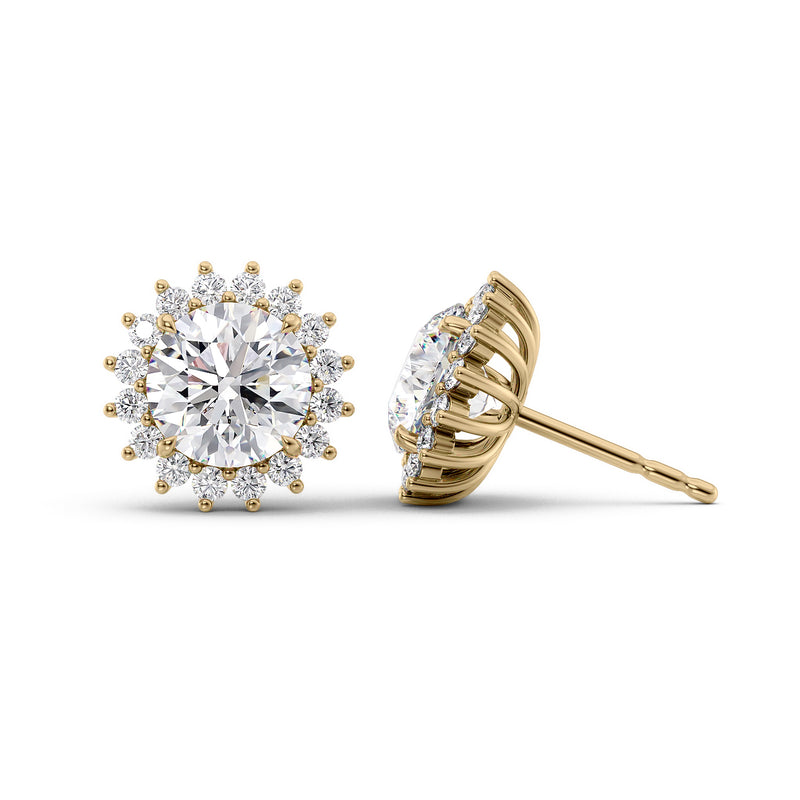 Accent Stone Stud Earrings Set With Round Lab Diamonds